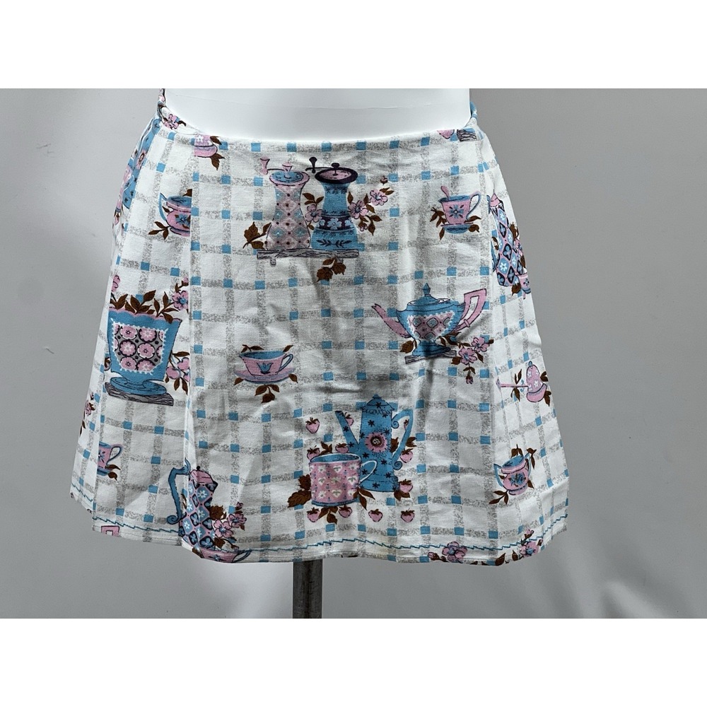 Coffee Tea Print Apron Vintage Pleated Waist Cottagecore Farmhouse Kitchen